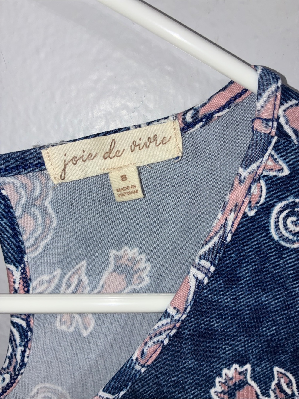 Joie De Vivre Blue Pink Floral A-Line Dress S Tulip Cap Sleeve Boho Cottagecore - Picture 2 of 11